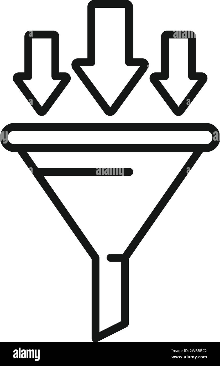 Creative input content filter icon outline vector. Funnel data. Work ...
