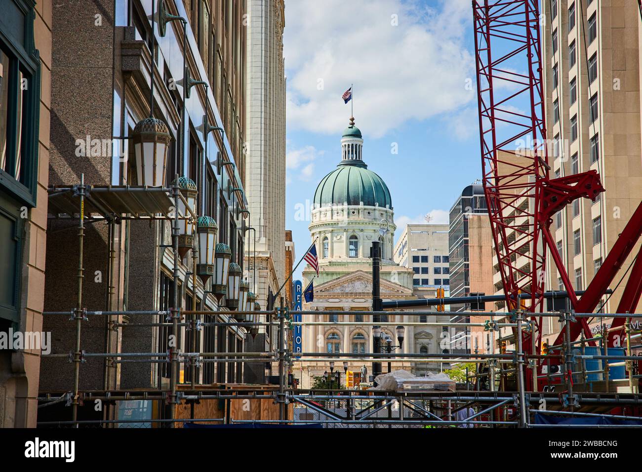 Capitol Building Amidst Urban Development, Indianapolis Crane
