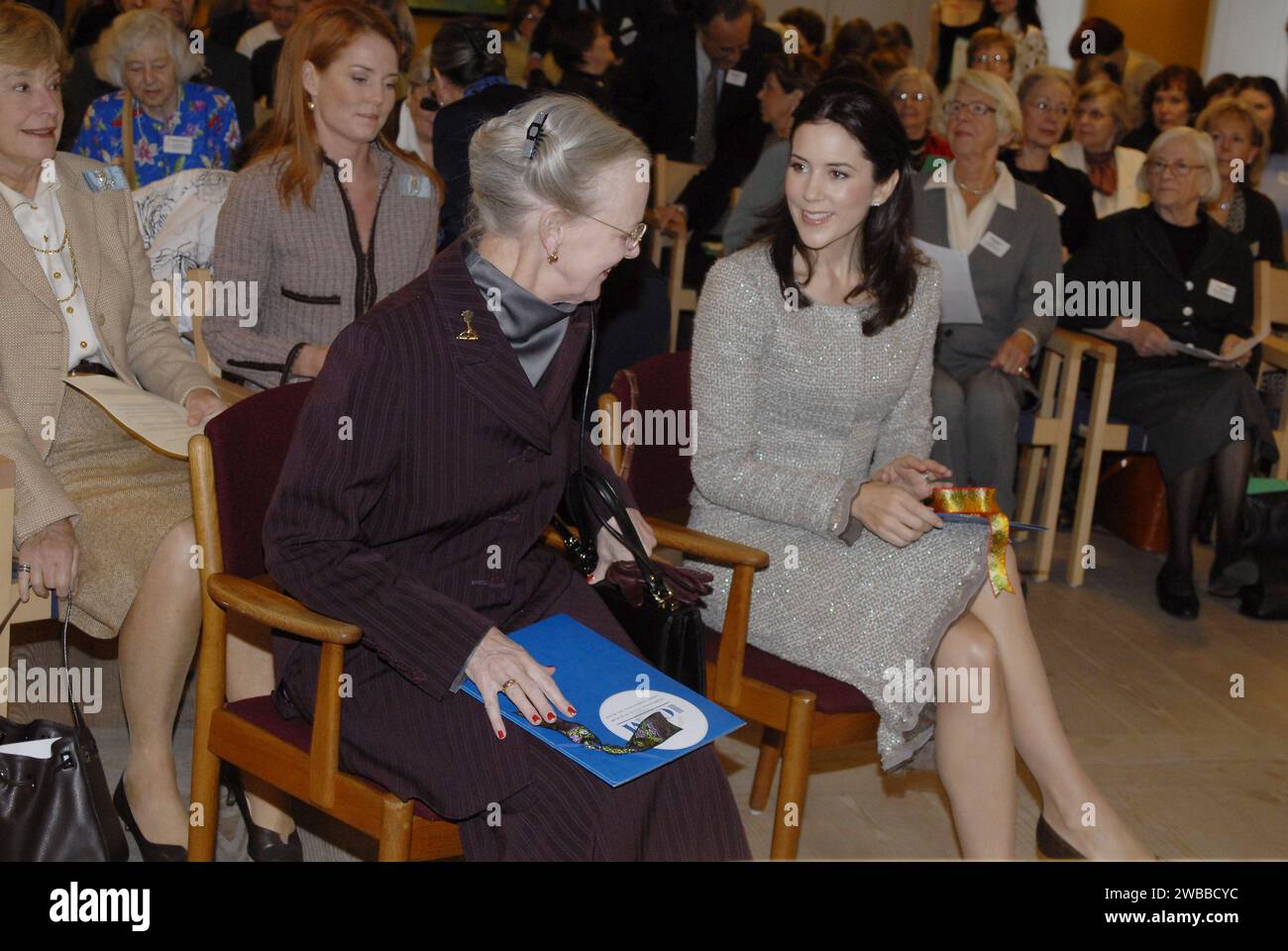 H.M.The Queen Margrethe & Crown princess Mary Donaldson together attended ICOM Costume meeting A glimpse of Danish Costume History at Vortov grundvig insitute in Copenhagen Denmark Oct.9,2006      (Photo by Francis Dean/Dean Pictures) Stock Photo