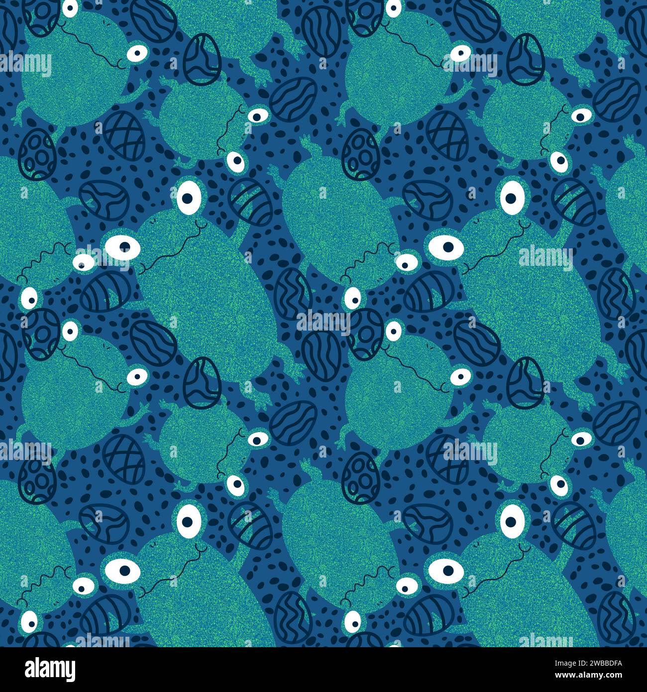 Easter eggs and animals seamless frogs pattern for wrapping paper and ...