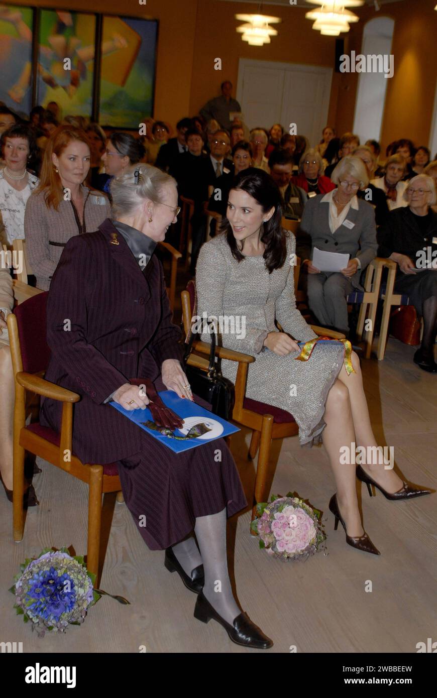 H.M.The Queen Margrethe & Crown princess Mary Donaldson together attended ICOM Costume meeting A glimpse of Danish Costume History at Vortov grundvig insitute in Copenhagen Denmark Oct.9,2006 Stock Photo