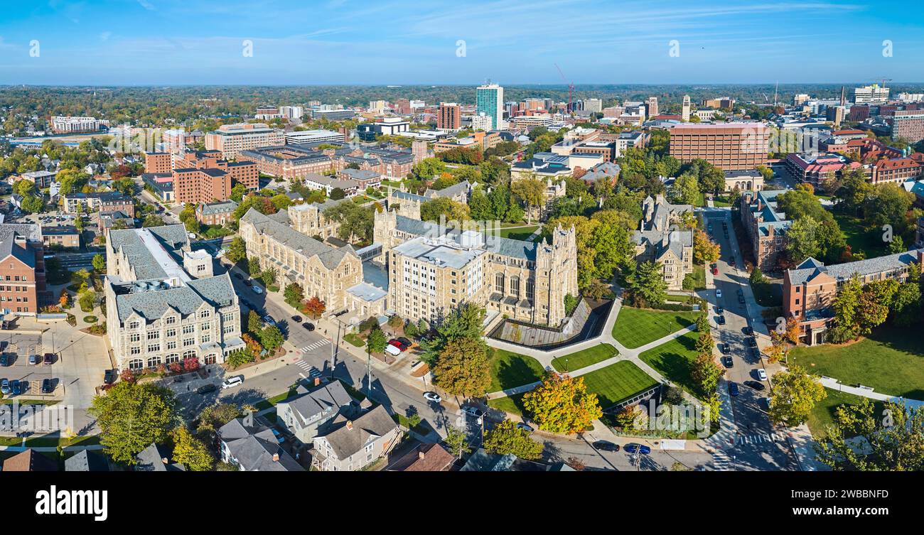 Aerial Panorama Autumn View of University of Michigan Campus Stock ...