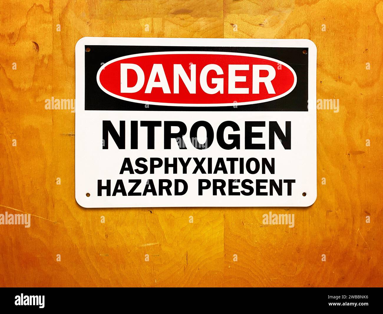 Danger: Nitrogen Asphyxiation Hazard Present sign Stock Photo