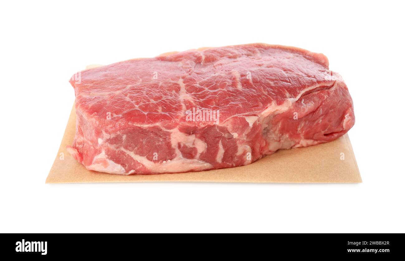Steak of raw beef meat isolated on white Stock Photo - Alamy