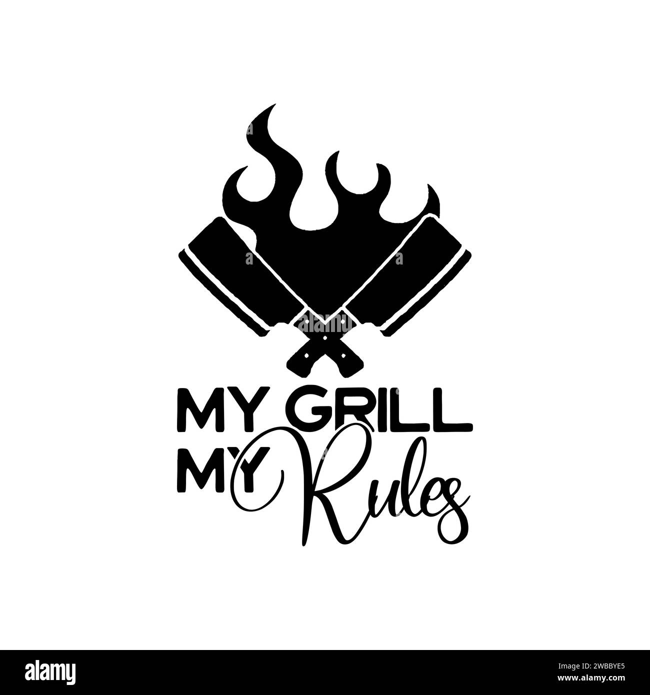 Barbecue logo and label with quote My grill my rules. BBQ badge