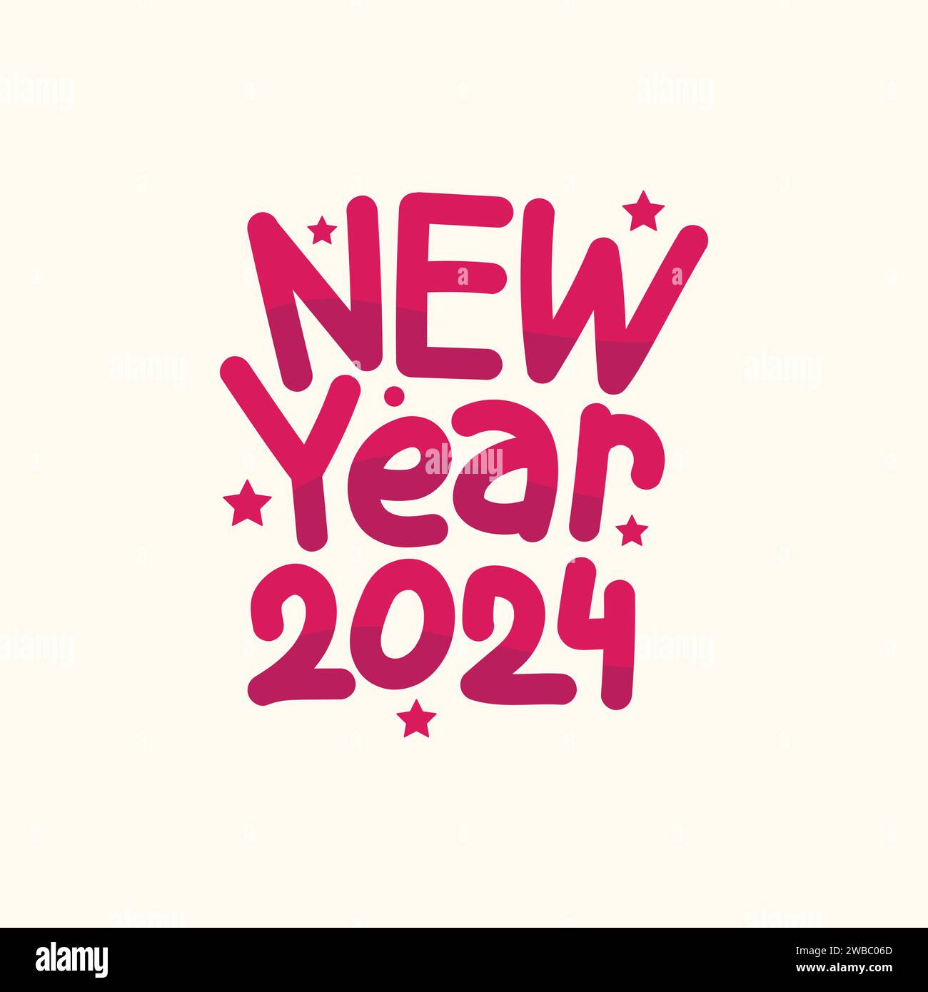 Happy New Year 2024 Logo. Hand drawn new year celebrating typography