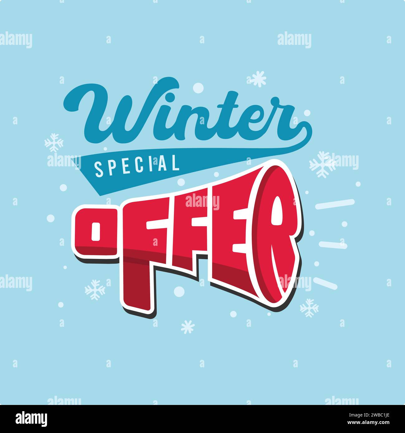 Winter sale banner, offer, discount vector template design on snow background. Winter sale vector banner design. Winter sale discount text, sticker Stock Vector