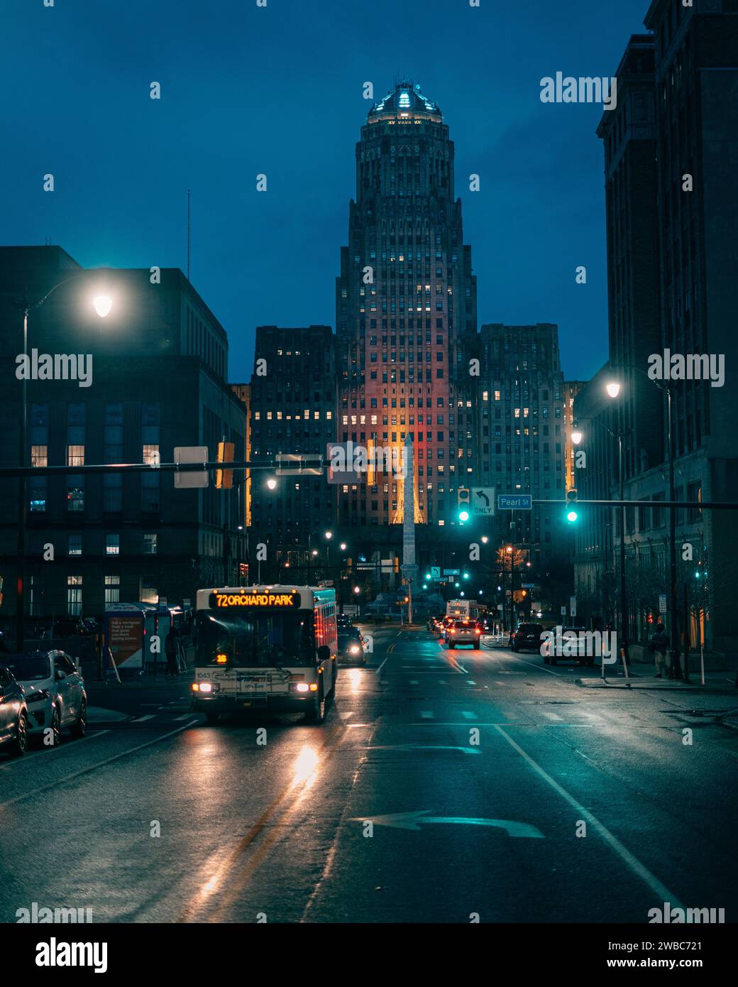 Buffalo City Hall at night in Buffalo, New York Stock Photo