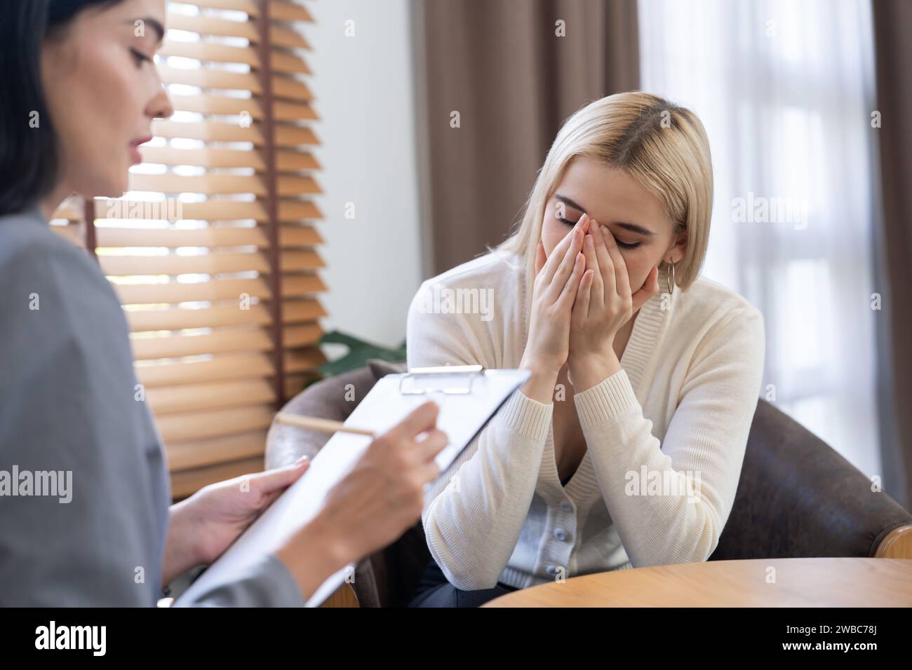 Vulnerable stressful young patient release emotion from traumatic event