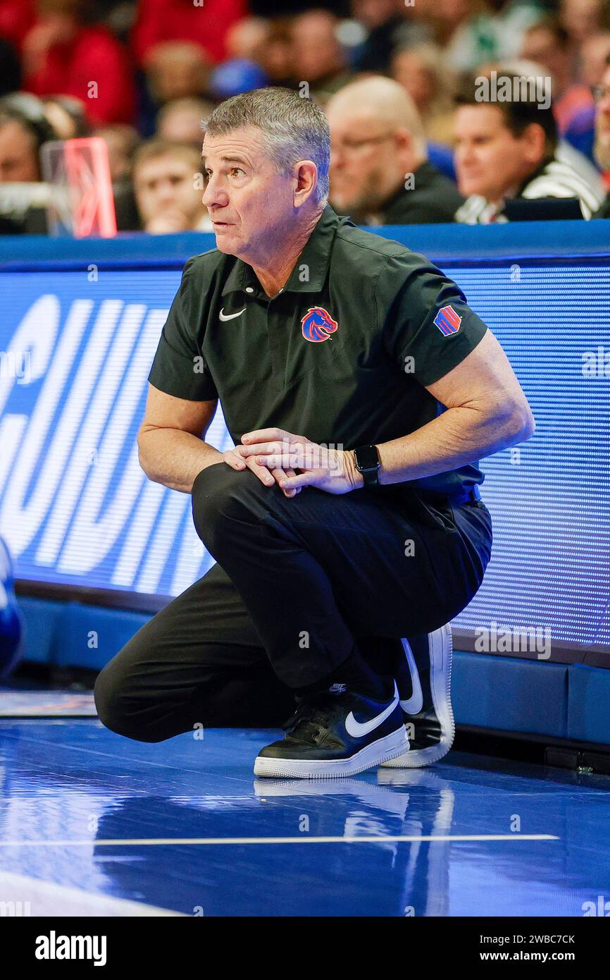 Boise State head coach Leon Rice watches from sideline duriong the ...