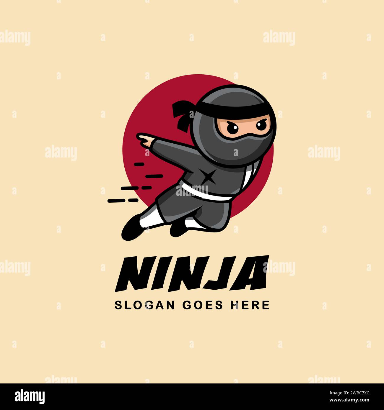 Jumping ninja logo mascot cartoon Stock Vector