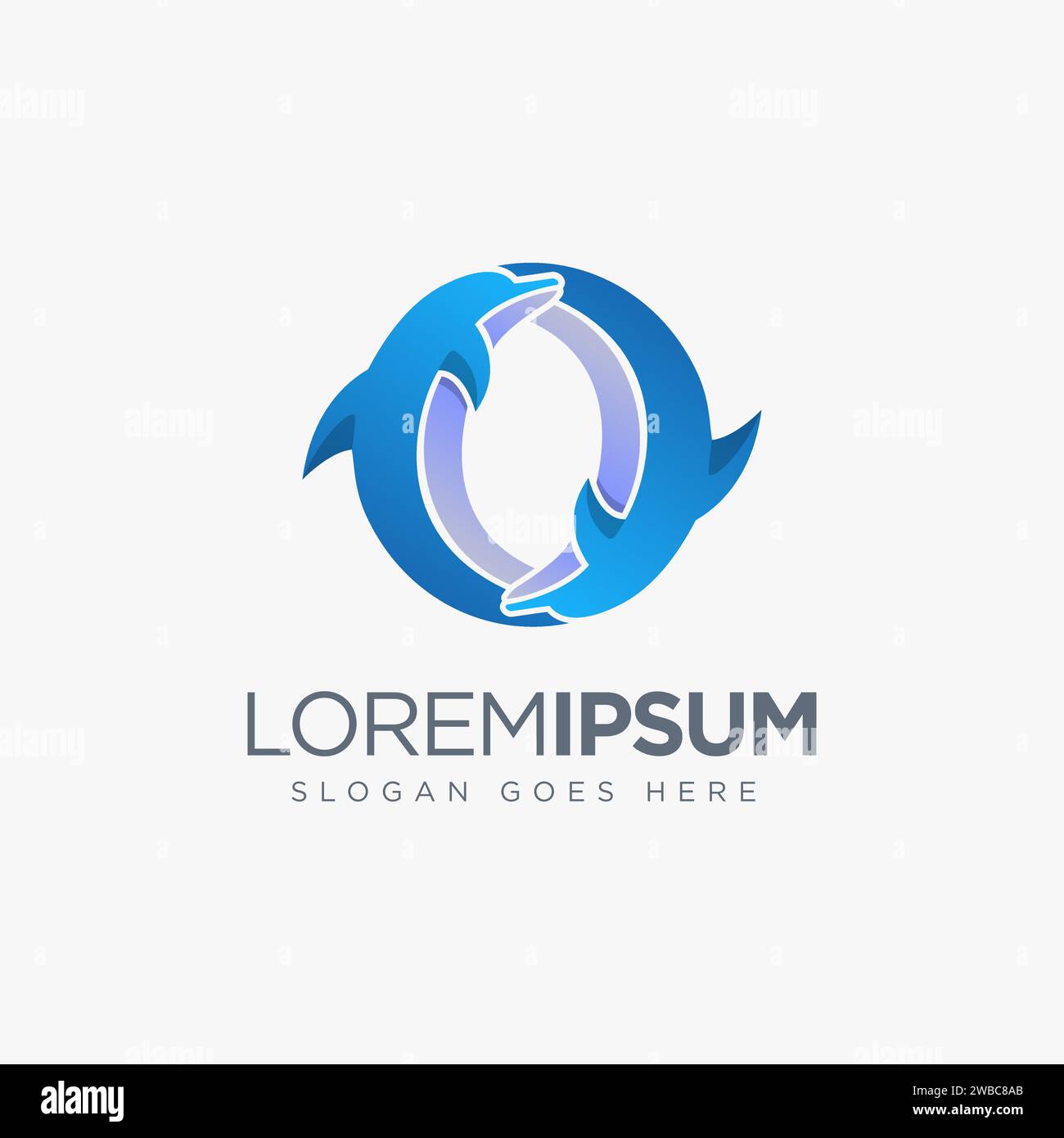 Modern abstract couple dolphin logo icon template Stock Vector