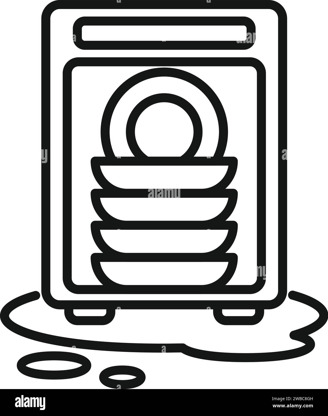 Broken water dishwasher icon outline vector. Service home kit. Tap home Stock Vector