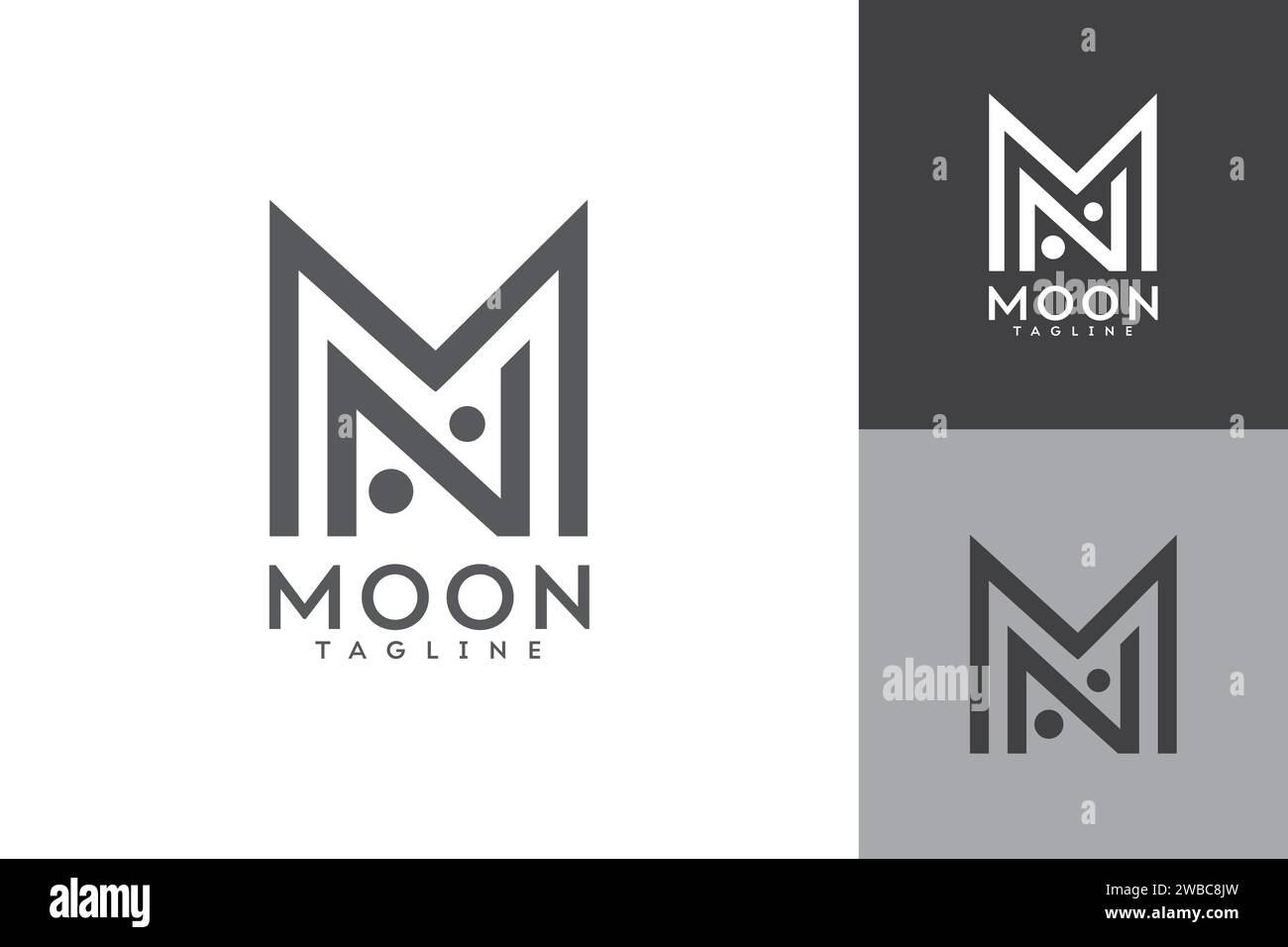 Moon monogram logo design, initial letter MN Stock Vector