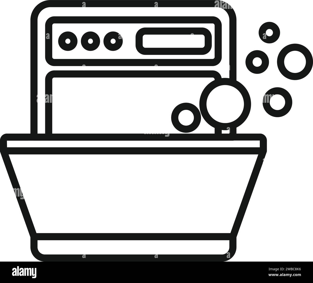 Bubble wash dishwasher icon outline vector. Fixing worker. Service broken appliance Stock Vector