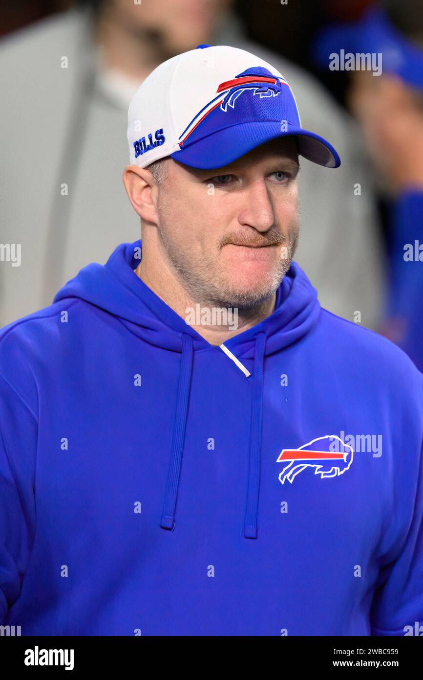Buffalo Bills special teams coordinator Matthew Smiley walks onto the