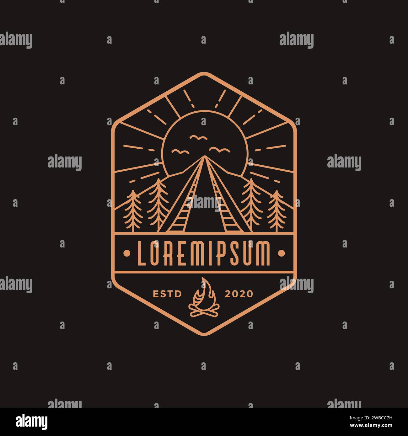 camping outdoor landscape logo vector template Stock Vector