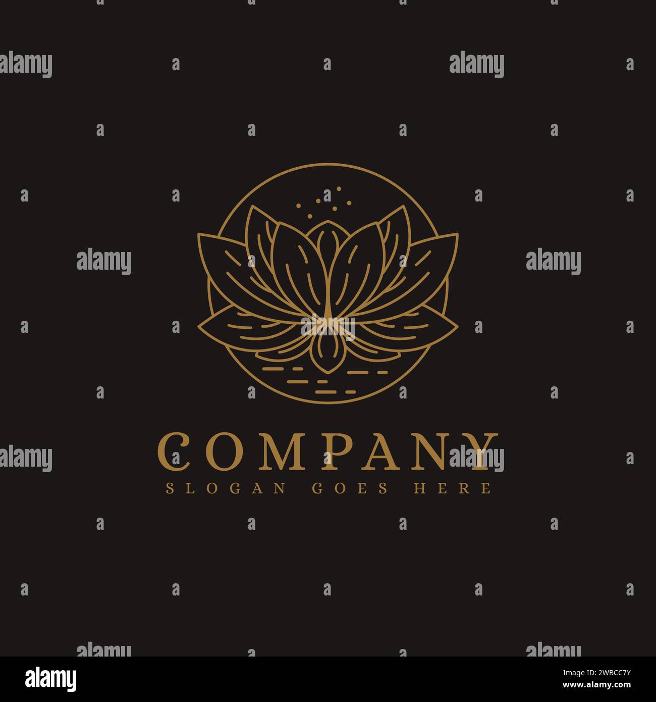 Luxury line art lotus logo icon Stock Vector