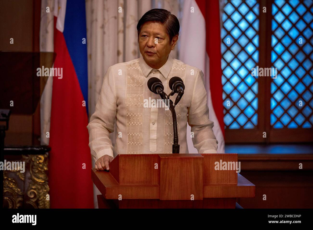 Philippine President Ferdinand Marcos Jr. delivers a joint statement