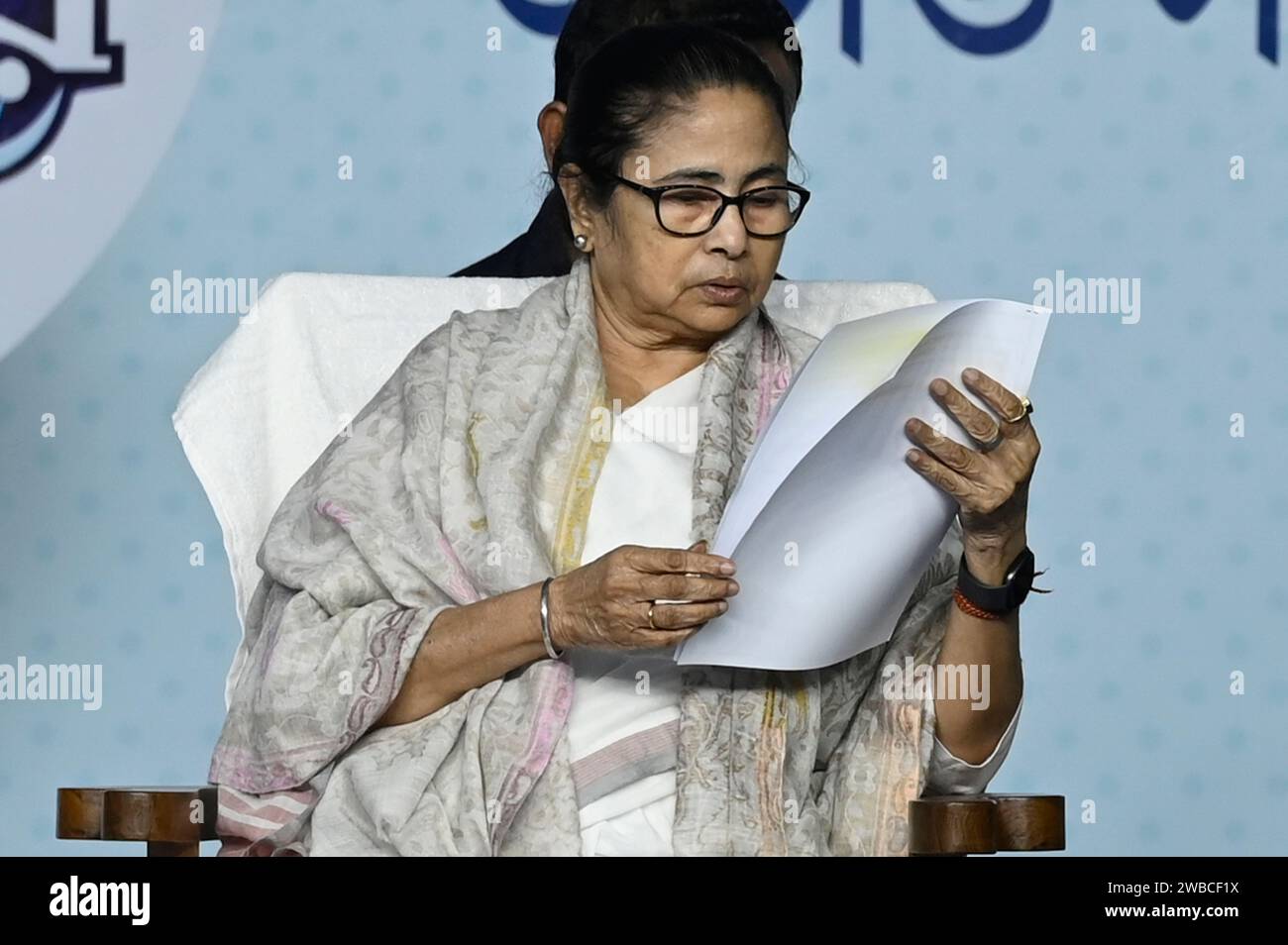 Kolkata, India. 09th Jan, 2024. KOLKATA, INDIA - JANUARY 9: Chief Minister of West Bengal Mamata Banerjee during inauguration of the 'Ganga Sagar Mela Outram Ghat Transit Point' before Makar Sankranti on January 9, 2024 in Kolkata, India. (Photo by Samir Jana/Hindustan Times/Sipa USA) Credit: Sipa USA/Alamy Live News Stock Photo