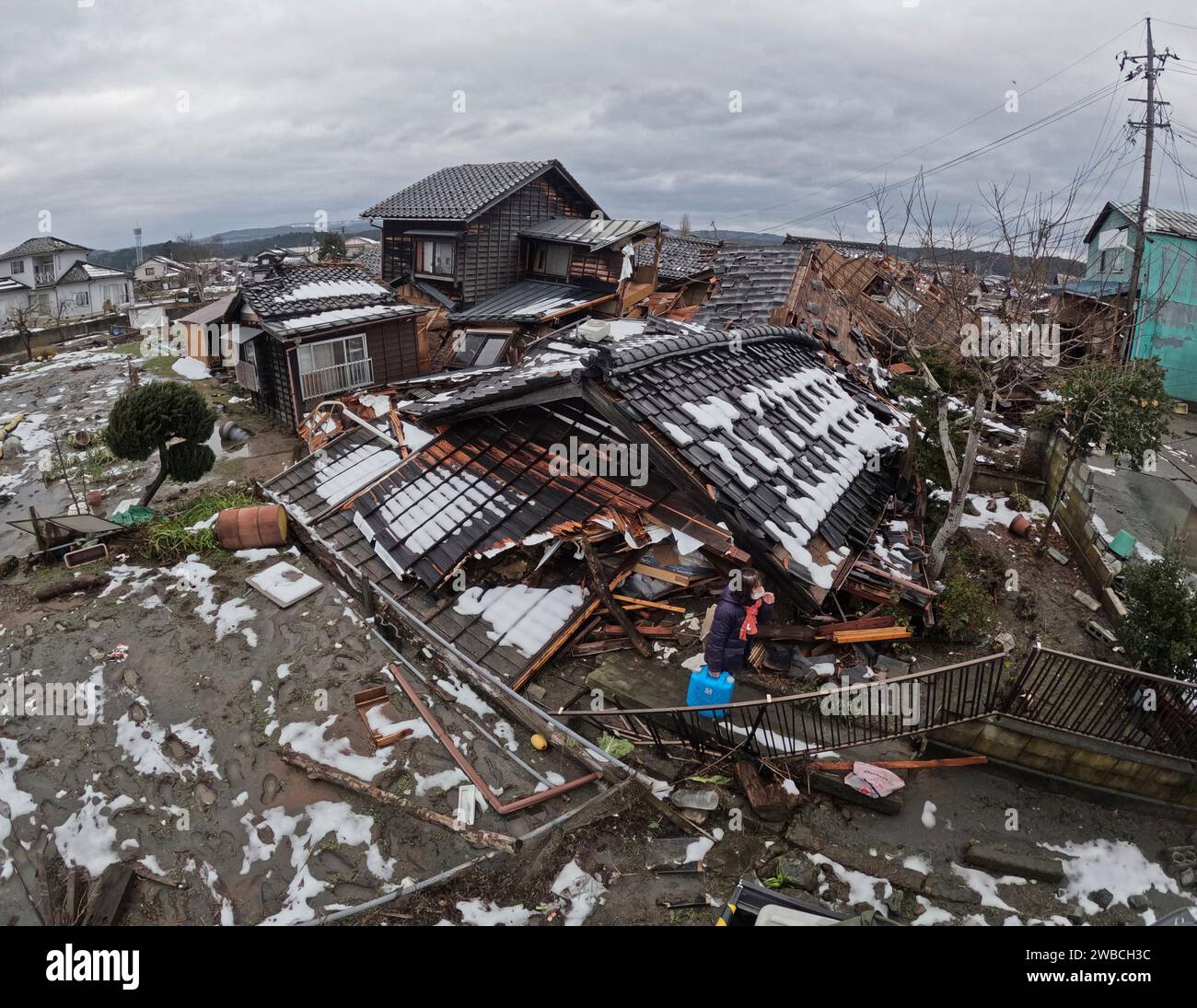 Collapsed Buildings Are Seen At A Disaster Area In Suzu City Ishikawa collapsed-buildings-are-seen-at-a-disaster-area-in-suzu-city-ishikawa