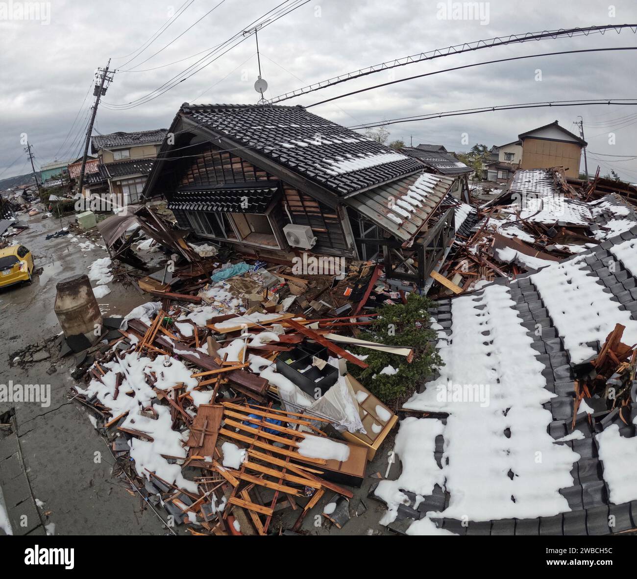 Collapsed Buildings Are Seen At A Disaster Area In Suzu City Ishikawa collapsed-buildings-are-seen-at-a-disaster-area-in-suzu-city-ishikawa