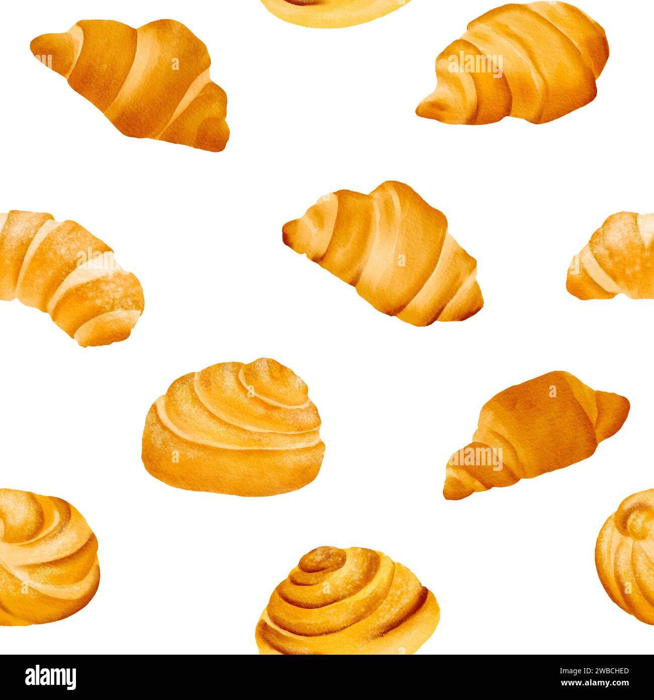 Seamless pattern crispy, fragrant croissants with a tanned crust. The ...