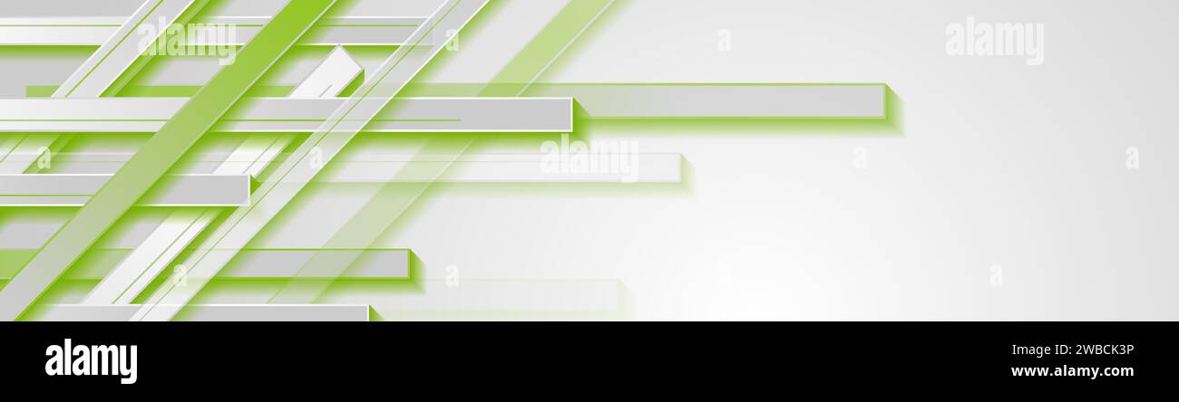 Green and grey minimal stripes abstract banner design. Geometric tech ...