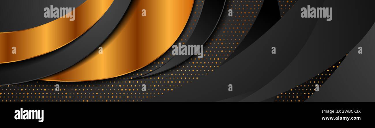 Black golden abstract corporate wavy background with shiny dots. Vector ...