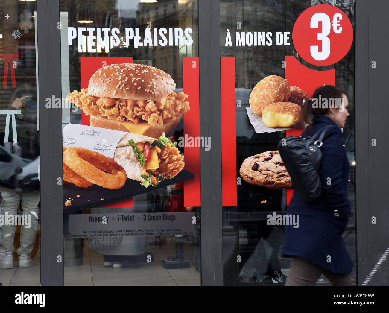 Paris, France. 09th Jan, 2024. Illustration Restaurant Fast Food in Paris, France on January 9