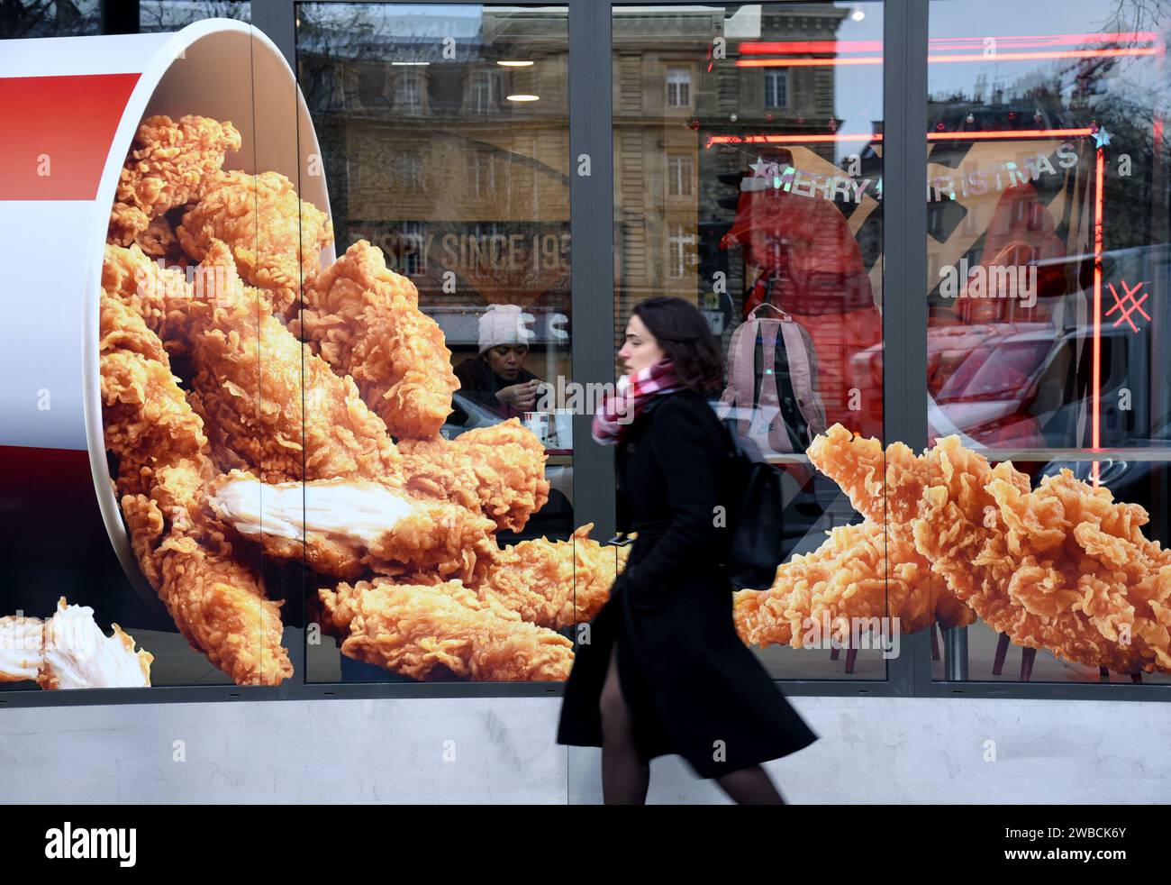 Paris, France. 09th Jan, 2024. Illustration Restaurant Fast Food in Paris, France on January 9