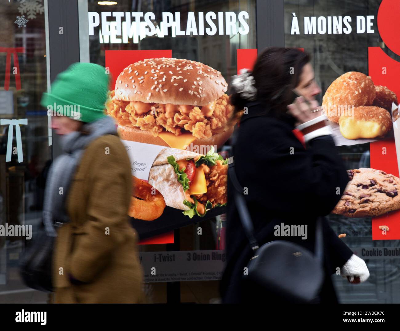 Paris, France. 09th Jan, 2024. Illustration Restaurant Fast Food in