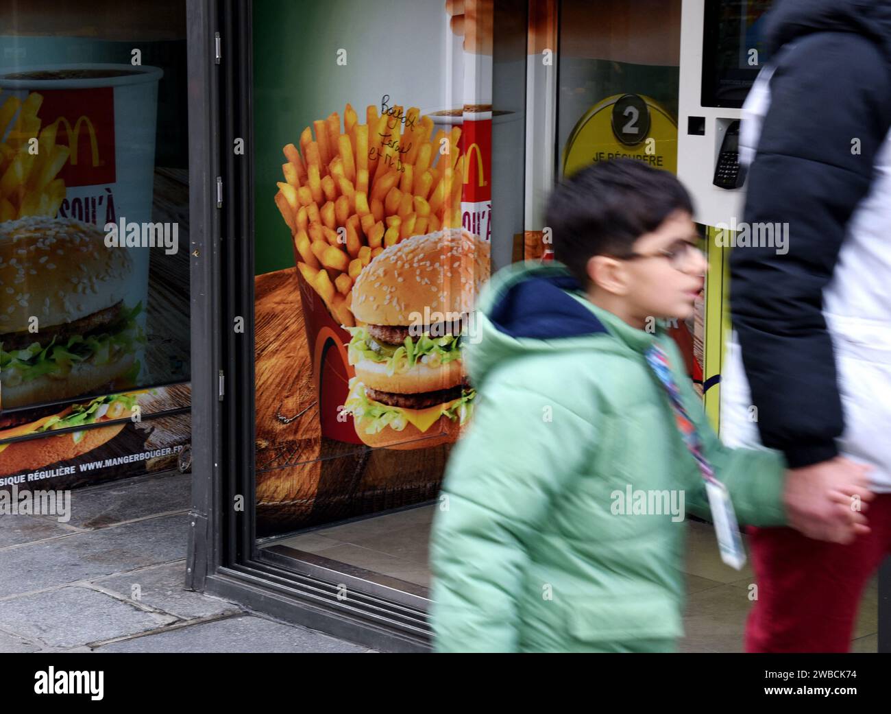 Paris, France. 09th Jan, 2024. Illustration Restaurant Fast Food in