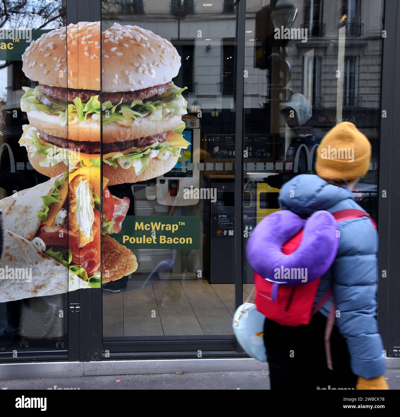 Paris, France. 09th Jan, 2024. Illustration Restaurant Fast Food in Paris, France on January 9