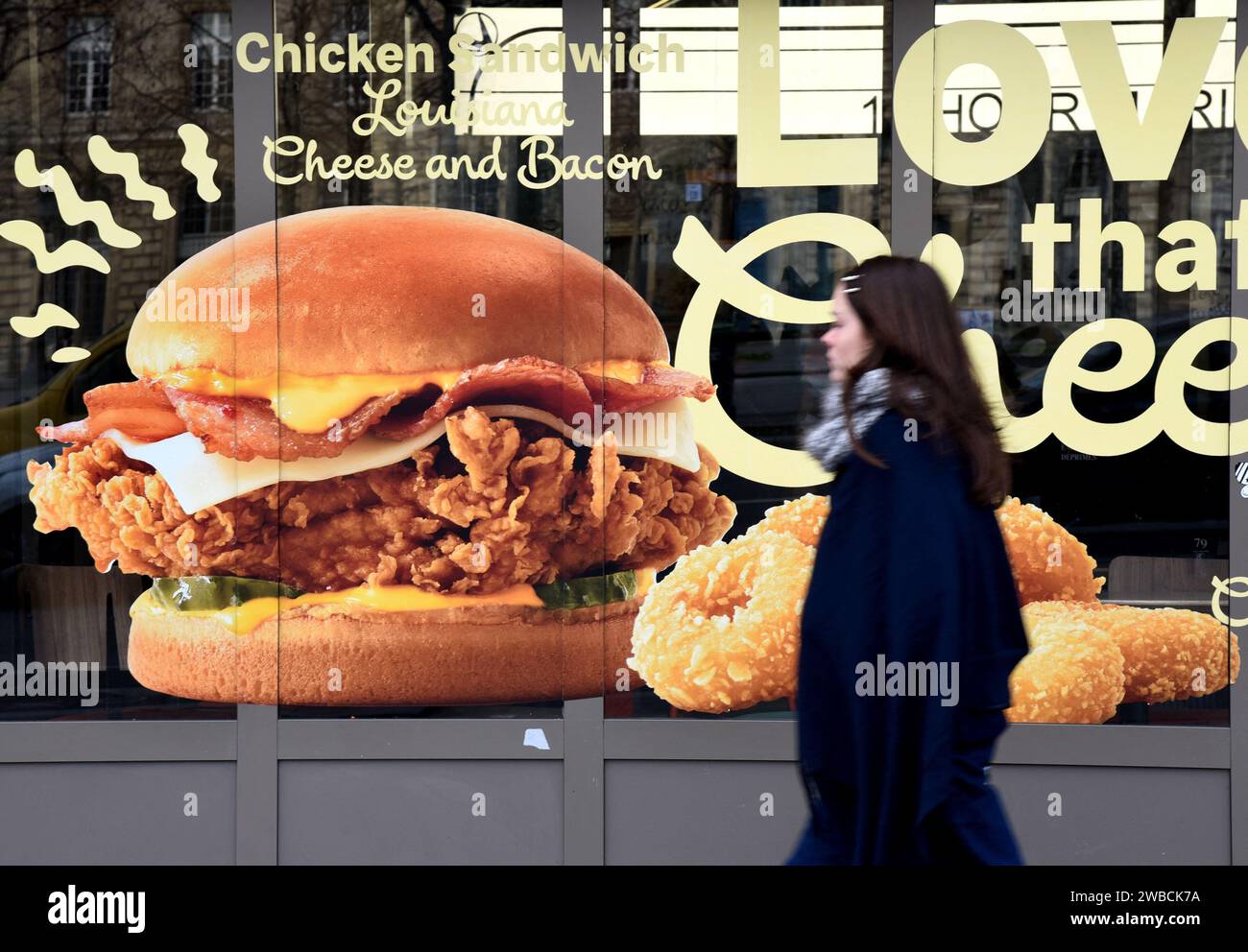 Paris, France. 09th Jan, 2024. Illustration Restaurant Fast Food in