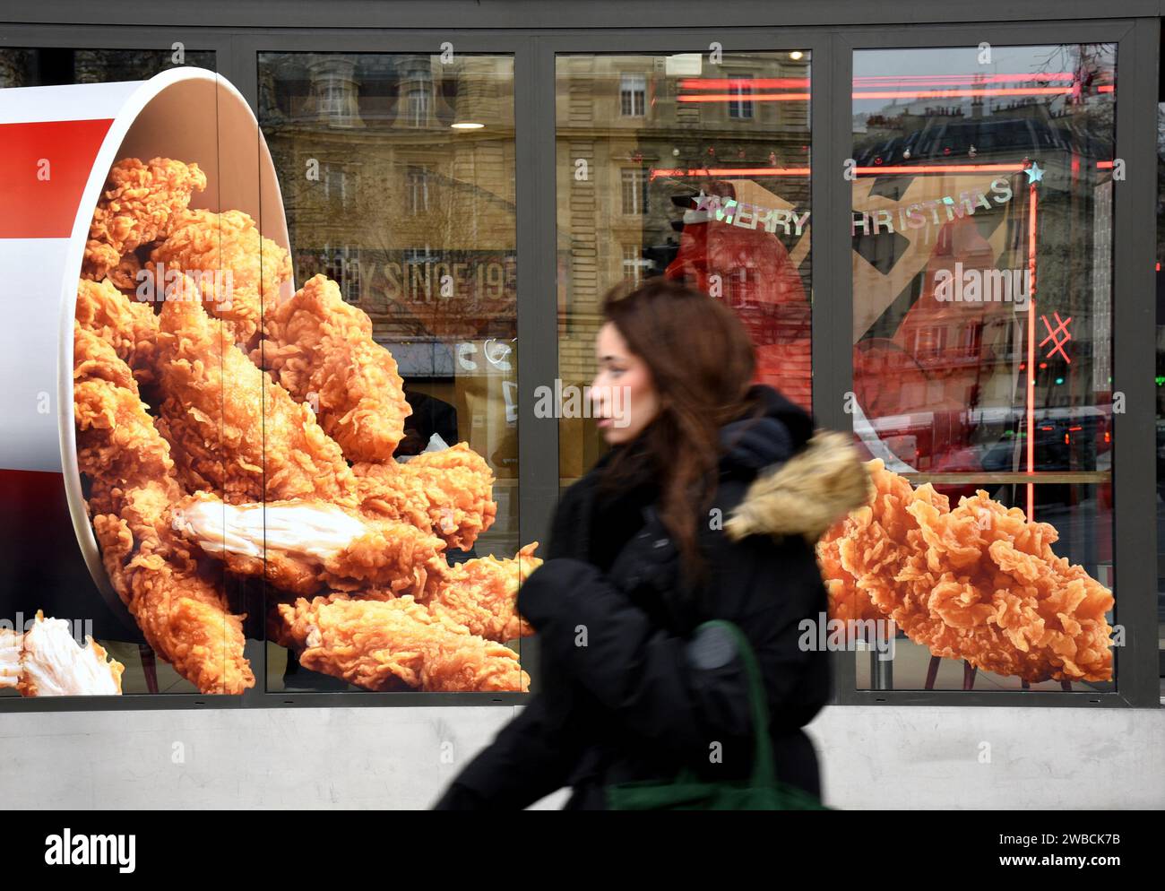 Paris, France. 09th Jan, 2024. Illustration Restaurant Fast Food in