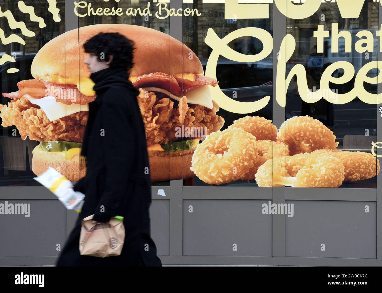 Paris, France. 09th Jan, 2024. Illustration Restaurant Fast Food in