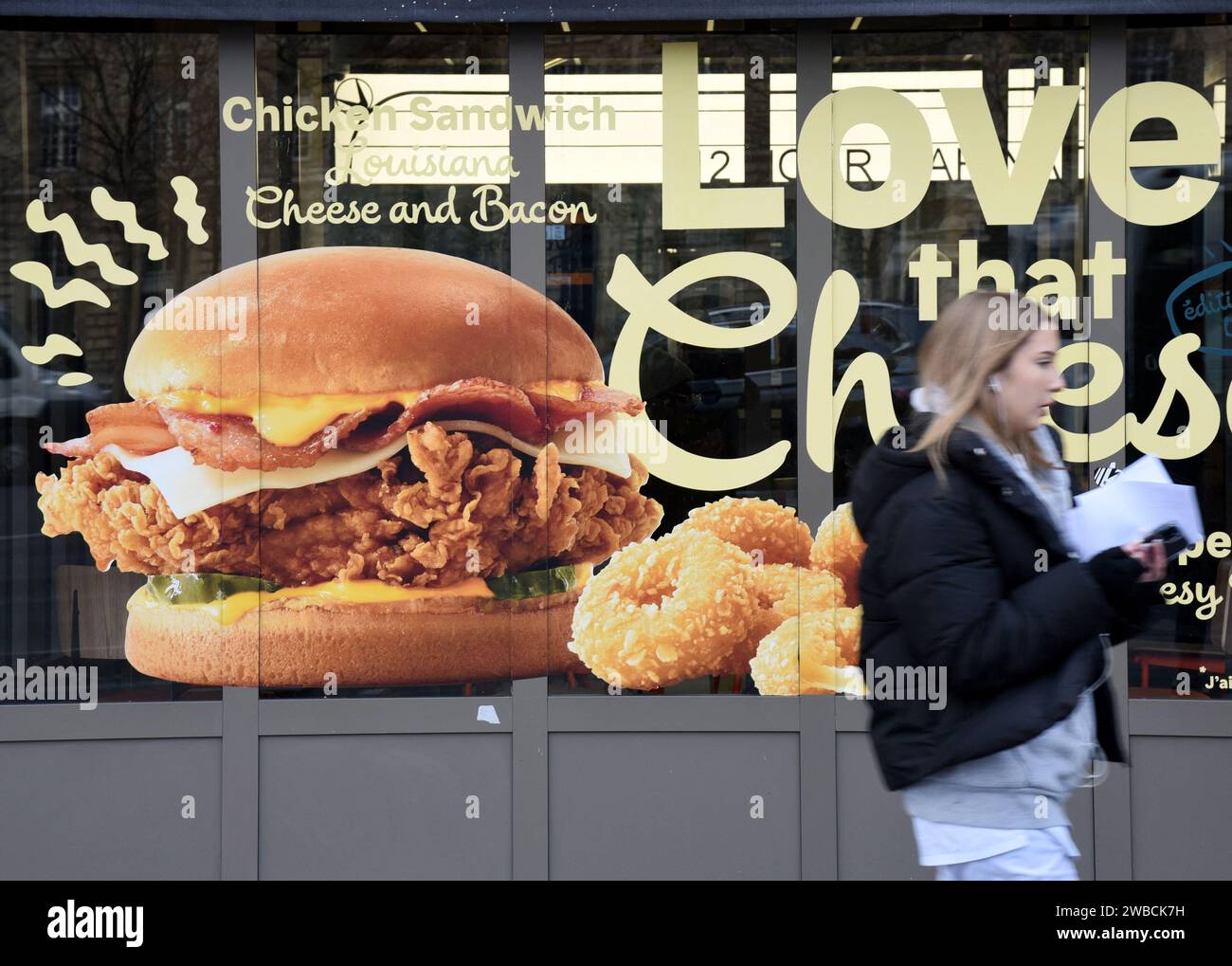 Paris, France. 09th Jan, 2024. Illustration Restaurant Fast Food in Paris, France on January 9