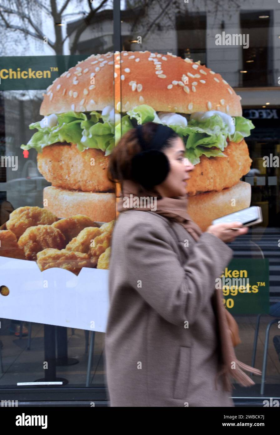 Paris, France. 09th Jan, 2024. Illustration Restaurant Fast Food in