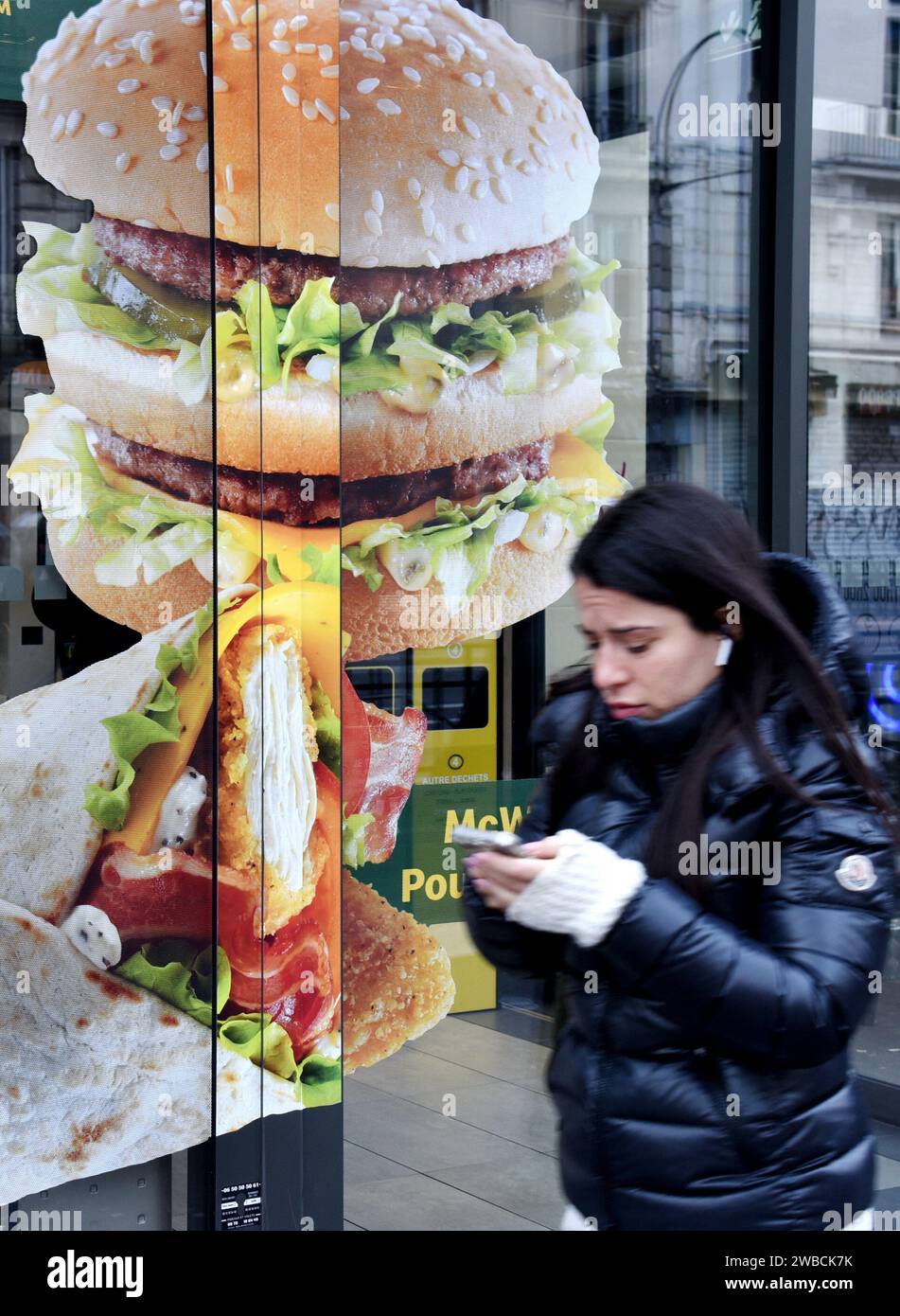 Paris, France. 09th Jan, 2024. Illustration Restaurant Fast Food in