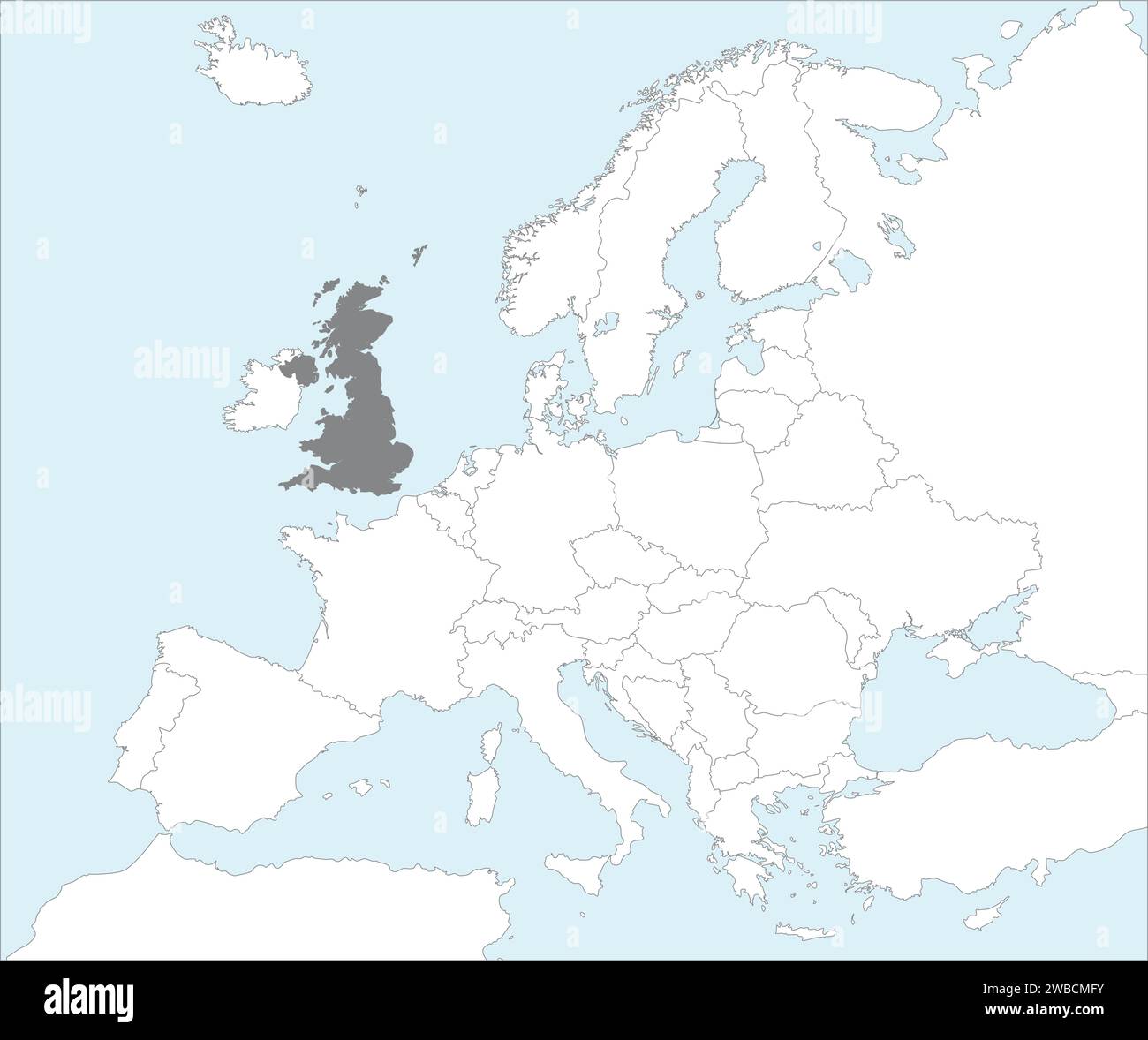 Location map of the UNITED KINGDOM OF GREAT BRITAIN AND NORTHERN IRELAND, EUROPE Stock Vector