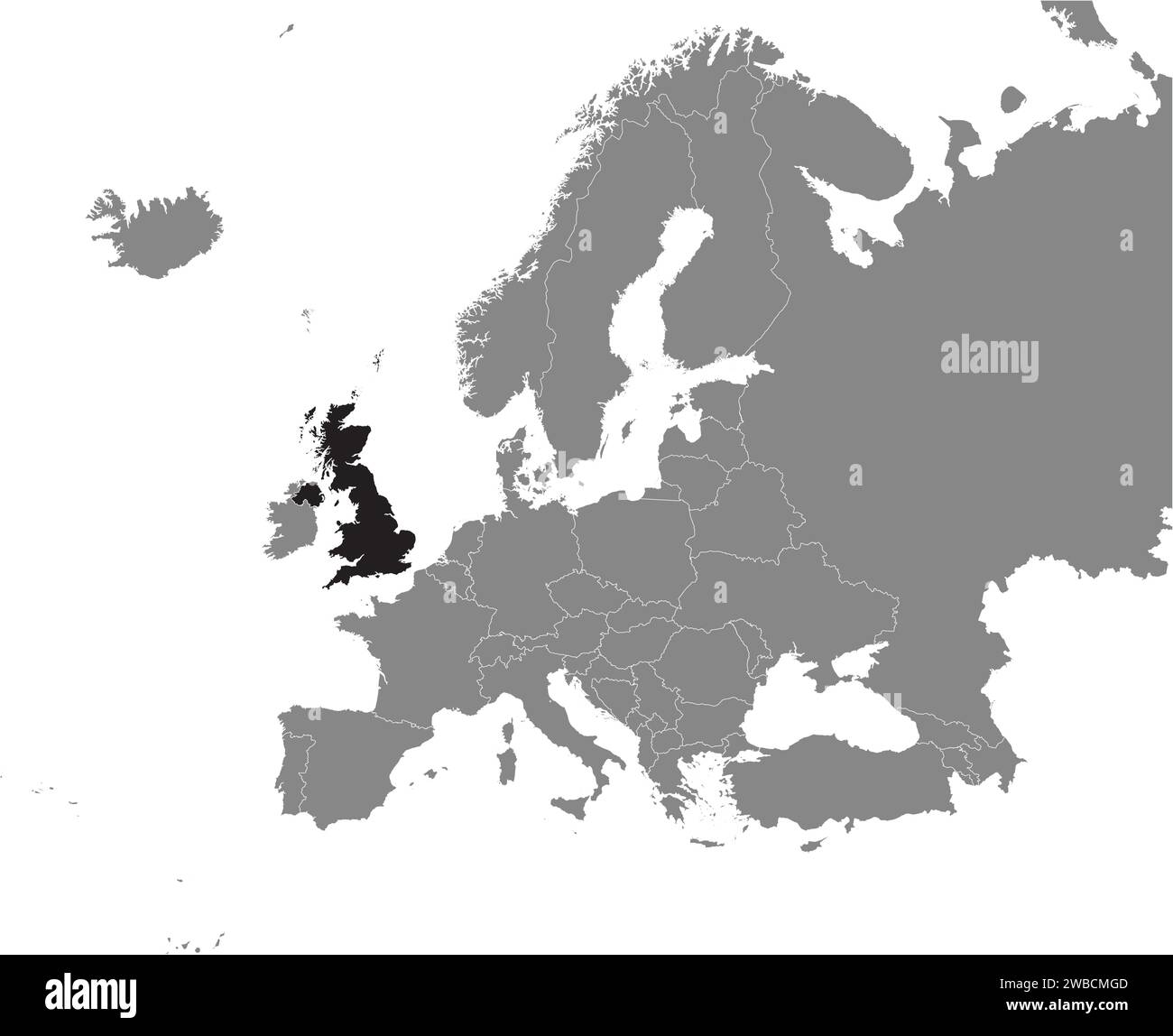 Map of uk and northern europe map Black and White Stock Photos & Images