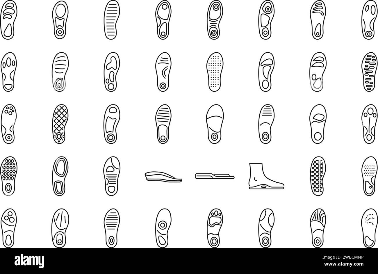 Orthopedic insoles icons set outline vector. Footwear insole. Sole