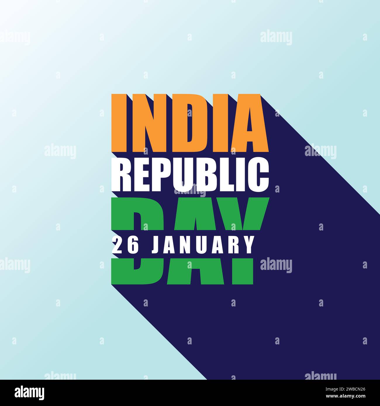 Happy Indian Republic Day celebration on 26 January. Republic day banner, template, poster, greeting card vector illustration with long shadow. Indian Stock Vector