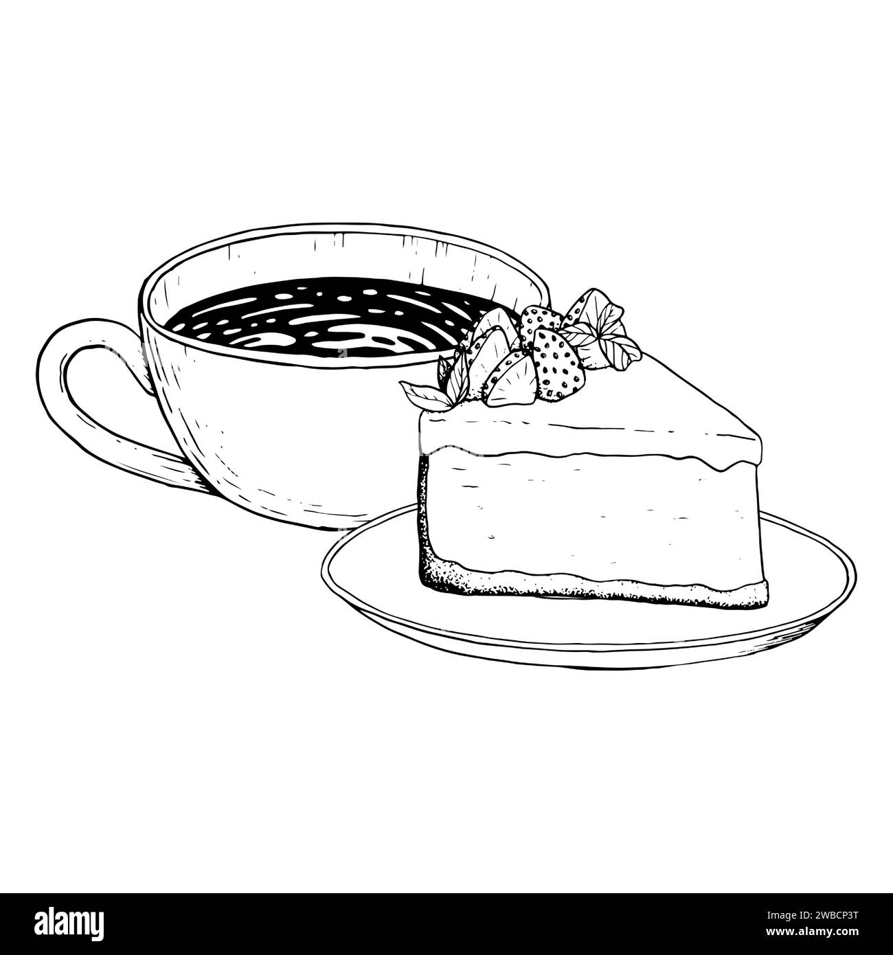 Coffee Cup And Strawberry Cheesecake Dessert Stock Vector Image Art coffee-cup-and-strawberry-cheesecake-dessert-stock-vector-image-art