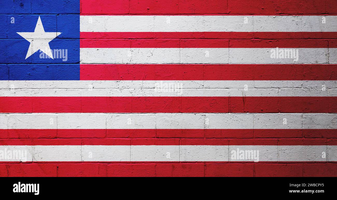 Flag of Liberia painted on a cinder block wall Stock Photo - Alamy