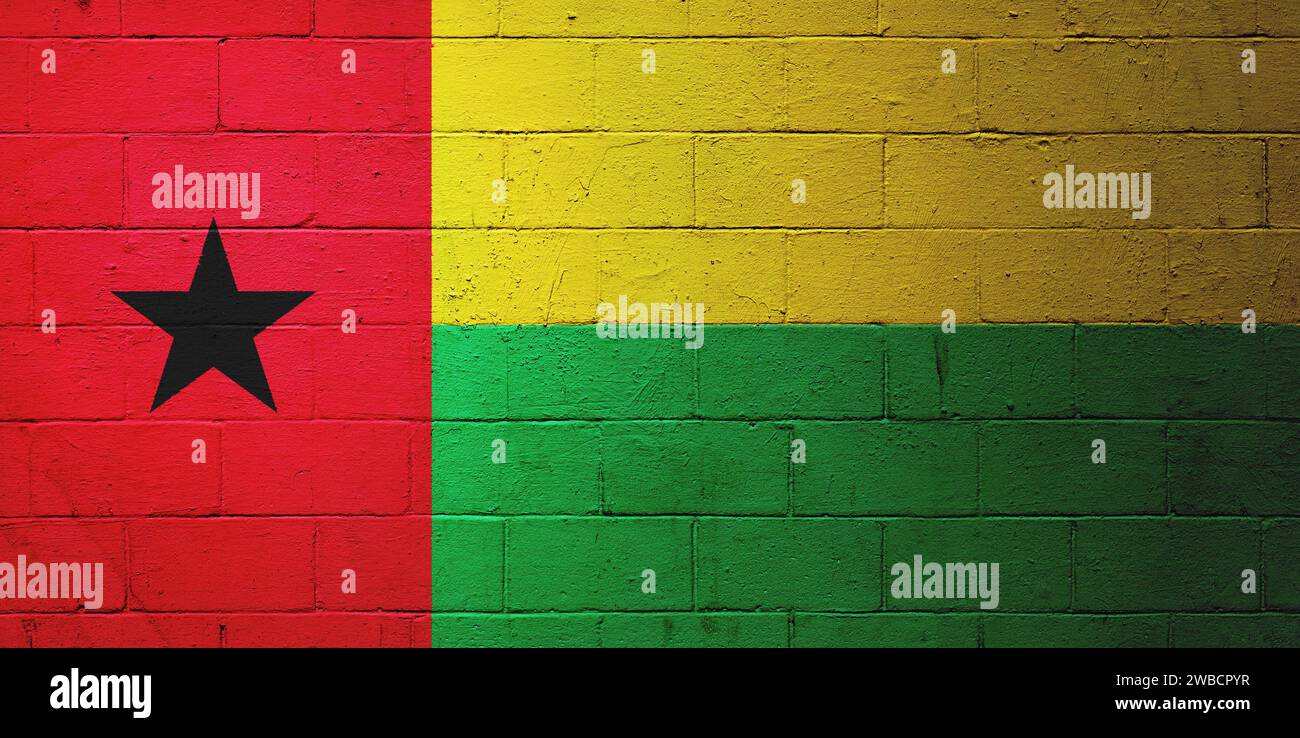 Flag of Guinea-Bissau painted on a cinder block wall Stock Photo - Alamy