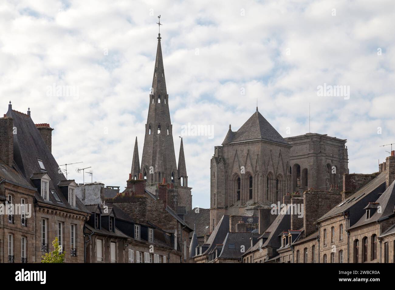 The Basilica of Notre-Dame de Bon-Secours is located in the heart of the historic city of Guingamp, in Brittany. Stock Photo