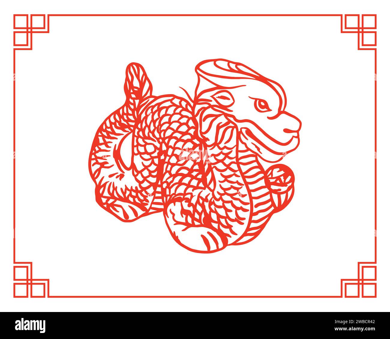 Chinese dragon, vector. Chinese New Year. Design element for traditional greeting cards, invitations, large banners, posters, gift wrapping. Stock Vector