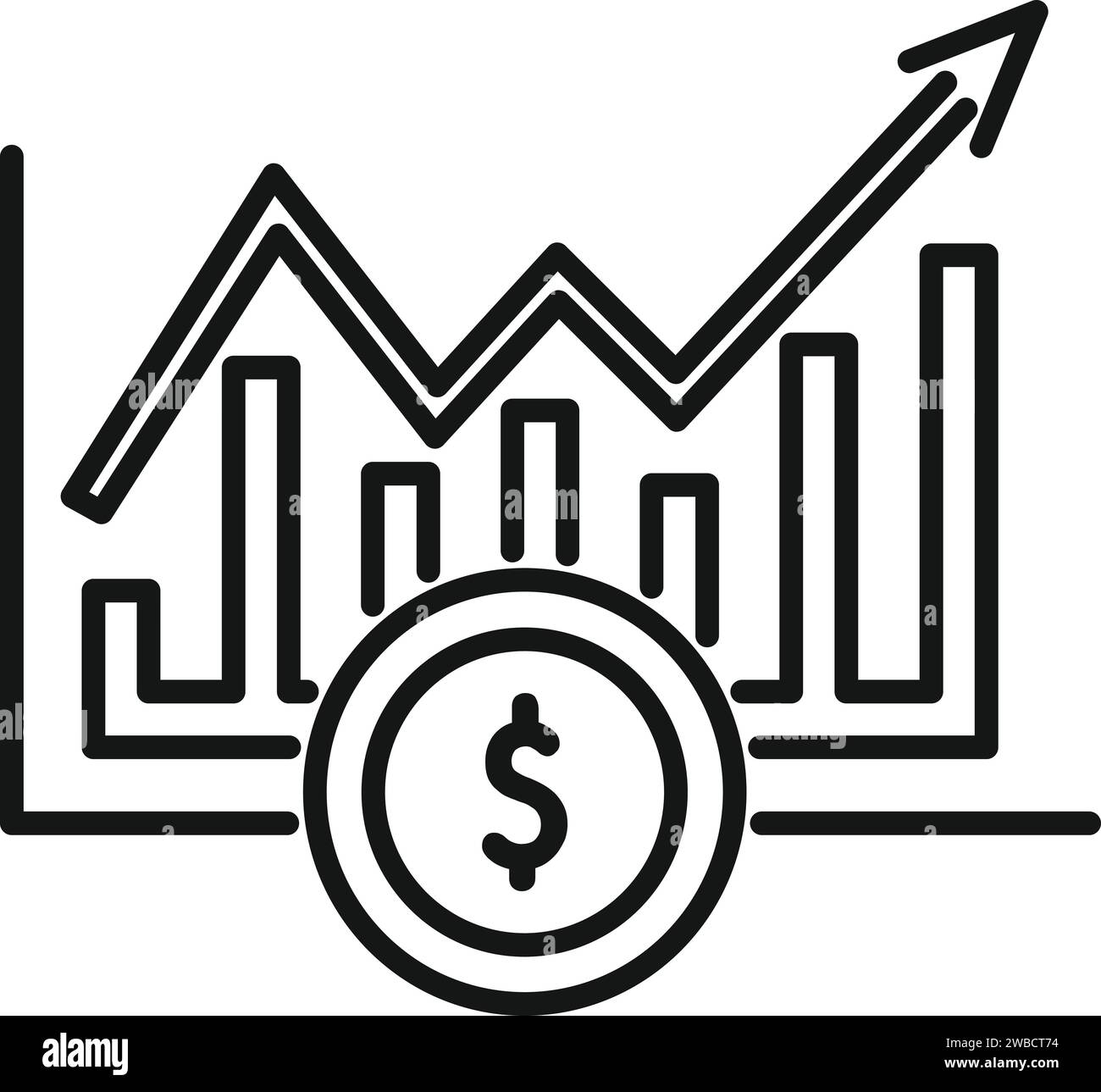 Graph chart nascent icon outline vector. Chart direct fintech. Service production Stock Vector